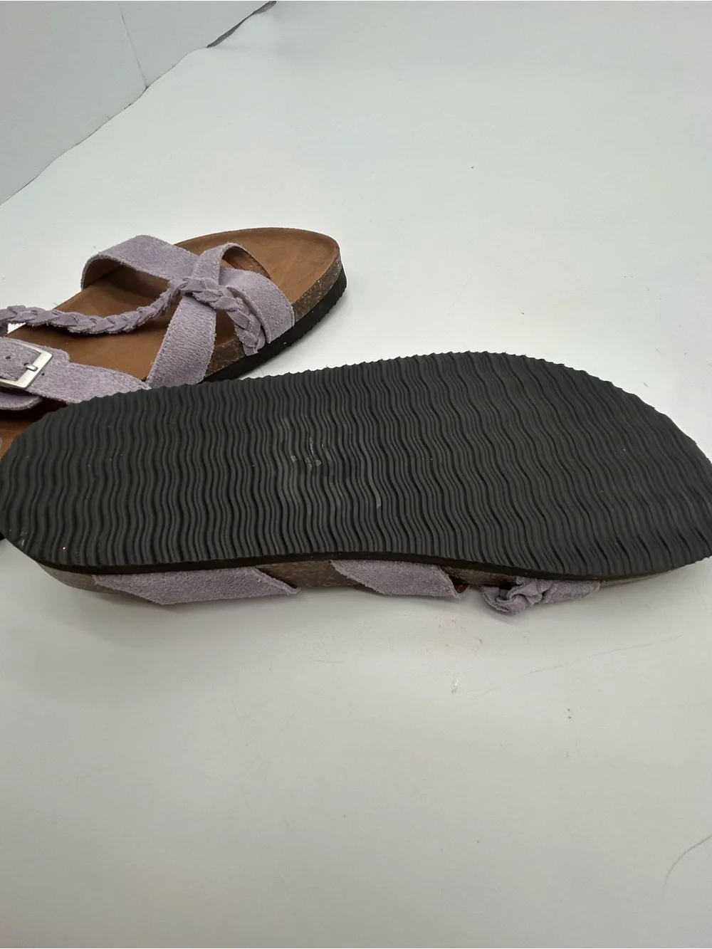 Mountain Sole Women’s Braided Strap Lavender Suede Slide Sandals size 9